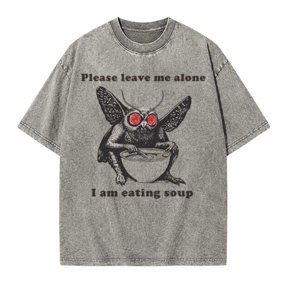 Moonnora Mothman Eating Soup: Please Leave Me Alone I'm Eating Soup Tarot Card On Comfort Colors Washed T-Shirt