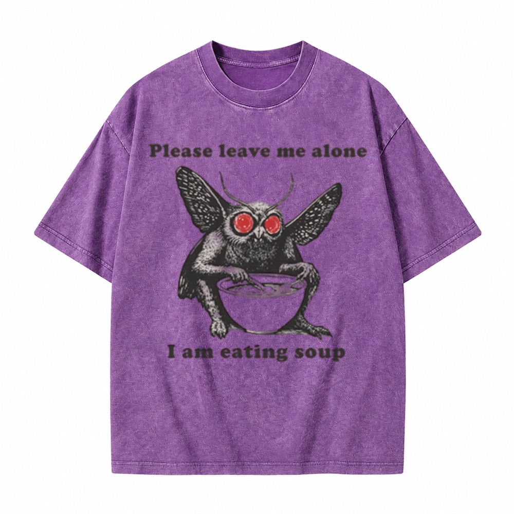 Moonnora Mothman Eating Soup: Please Leave Me Alone I'm Eating Soup Tarot Card On Comfort Colors Washed T-Shirt
