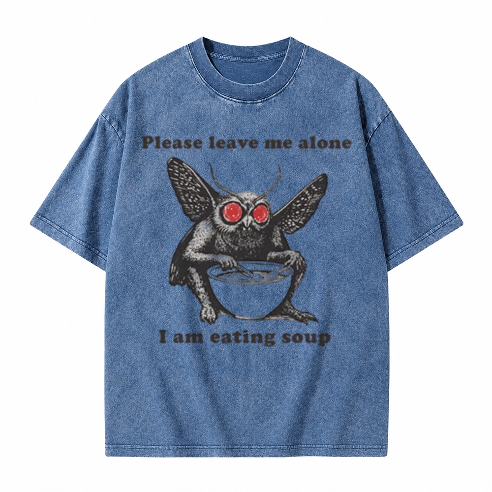 Moonnora Mothman Eating Soup: Please Leave Me Alone I'm Eating Soup Tarot Card On Comfort Colors Washed T-Shirt