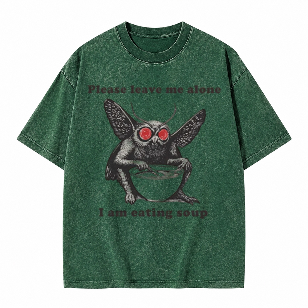 Moonnora Mothman Eating Soup: Please Leave Me Alone I'm Eating Soup Tarot Card On Comfort Colors Washed T-Shirt