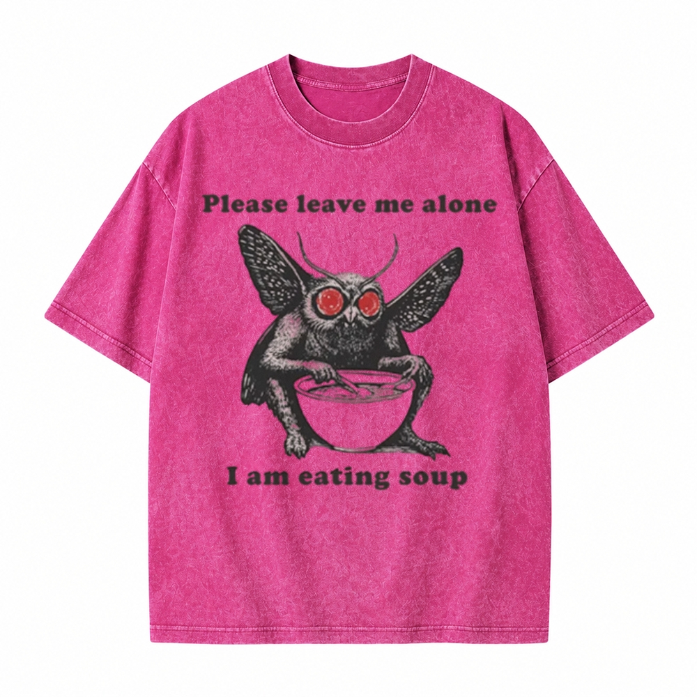 Moonnora Mothman Eating Soup: Please Leave Me Alone I'm Eating Soup Tarot Card On Comfort Colors Washed T-Shirt