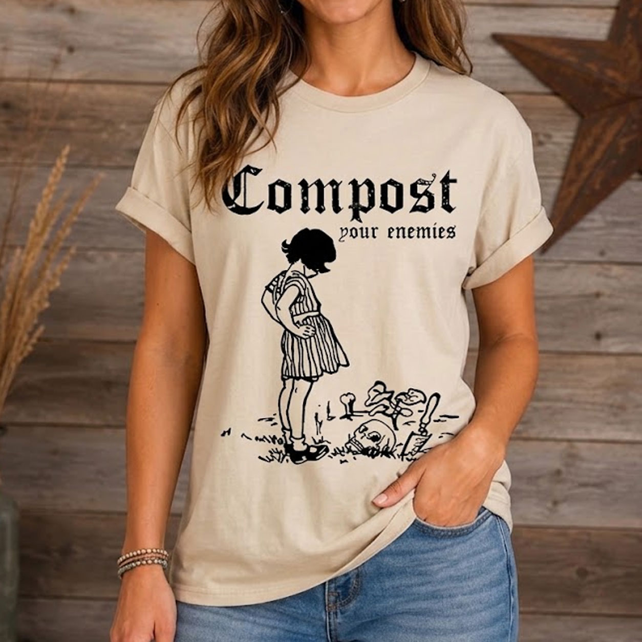 Moonnora Compost Your Enemies Washed T-Shirt
