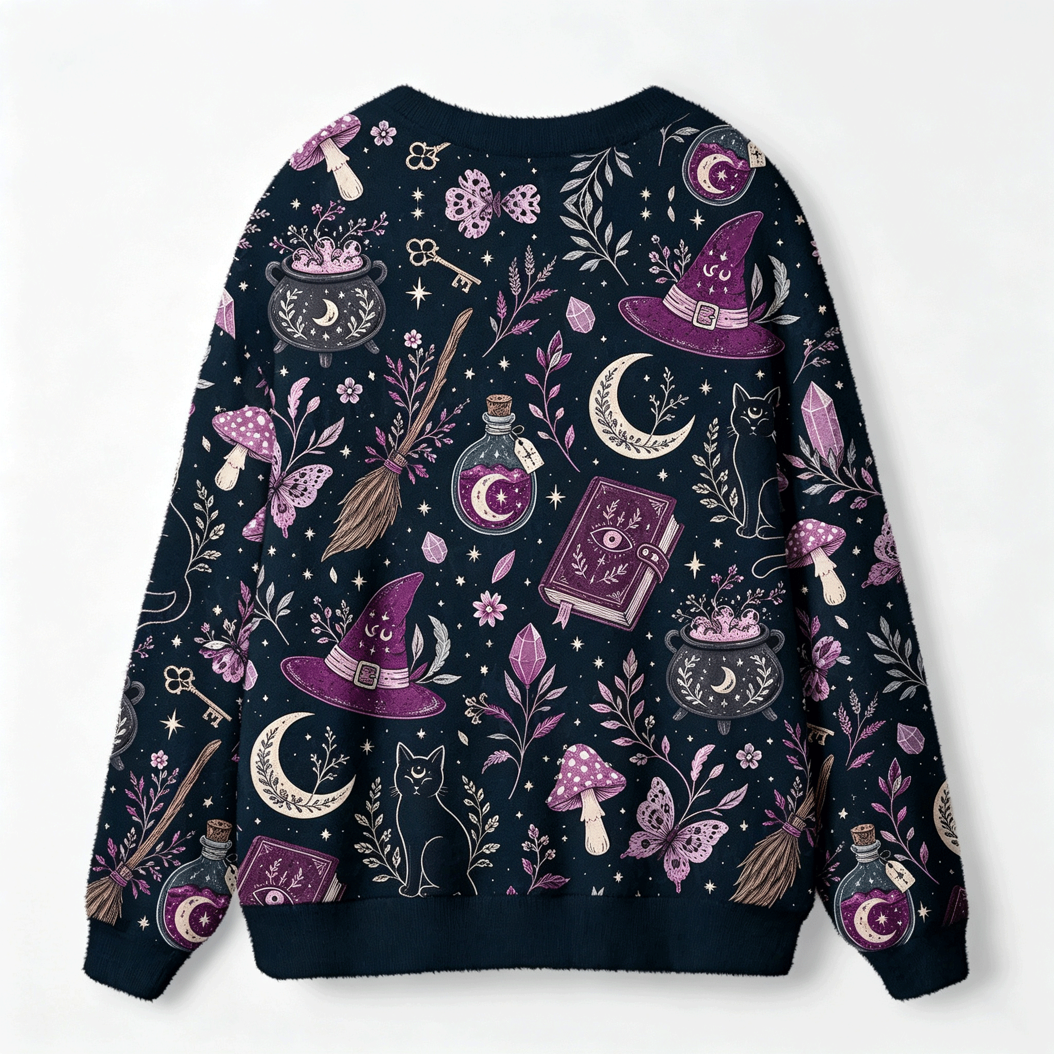 Moonnora Witchcraft Spellbook All-Over Print Cardigan Sweaters