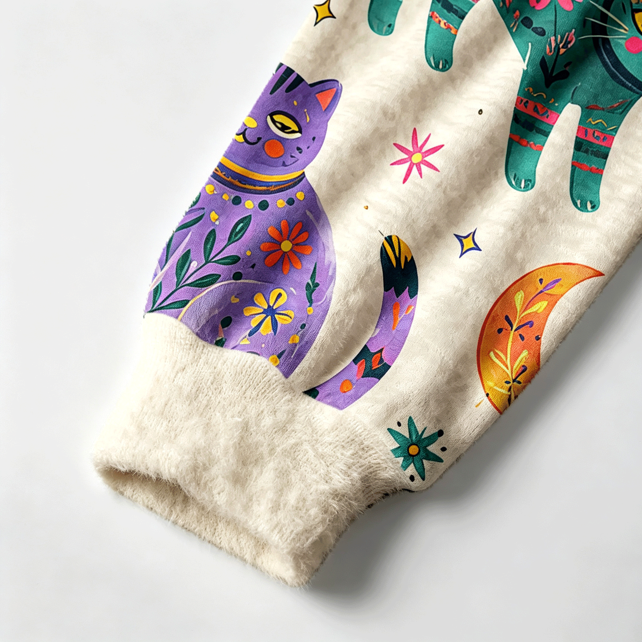 Moonnora Rainbow Magic Cats All-Over Print Cardigan Sweaters