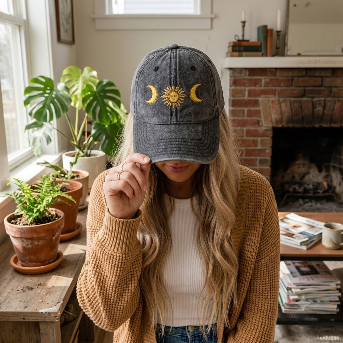 Moonnora Sun and Moon Tarot Washed Baseball Cap