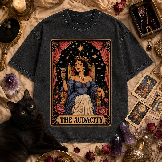 Moonnora The Audacity Princess, Coquette Queen Aesthetic Tarot Card On Comfort Colors Washed T-Shirt