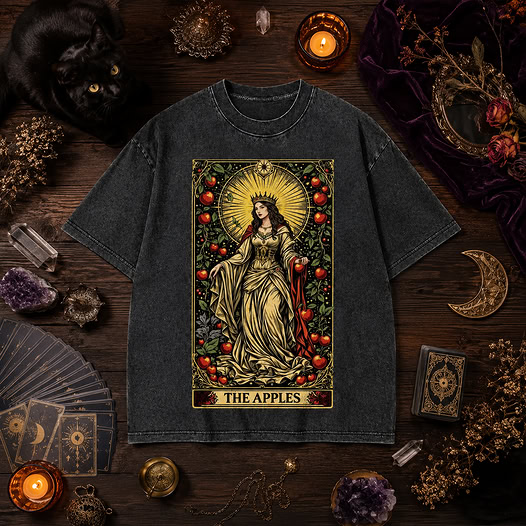Moonnora Queen The Apples Tarot Card On Comfort Colors Washed T-Shirt