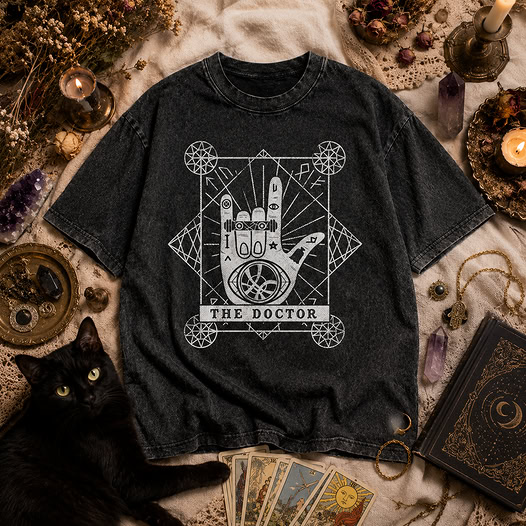 Moonnora The Doctor Tarot Card On Comfort Colors Washed Tank