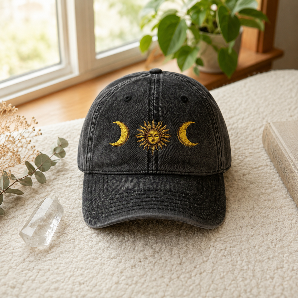 Moonnora Sun and Moon Tarot Washed Baseball Cap