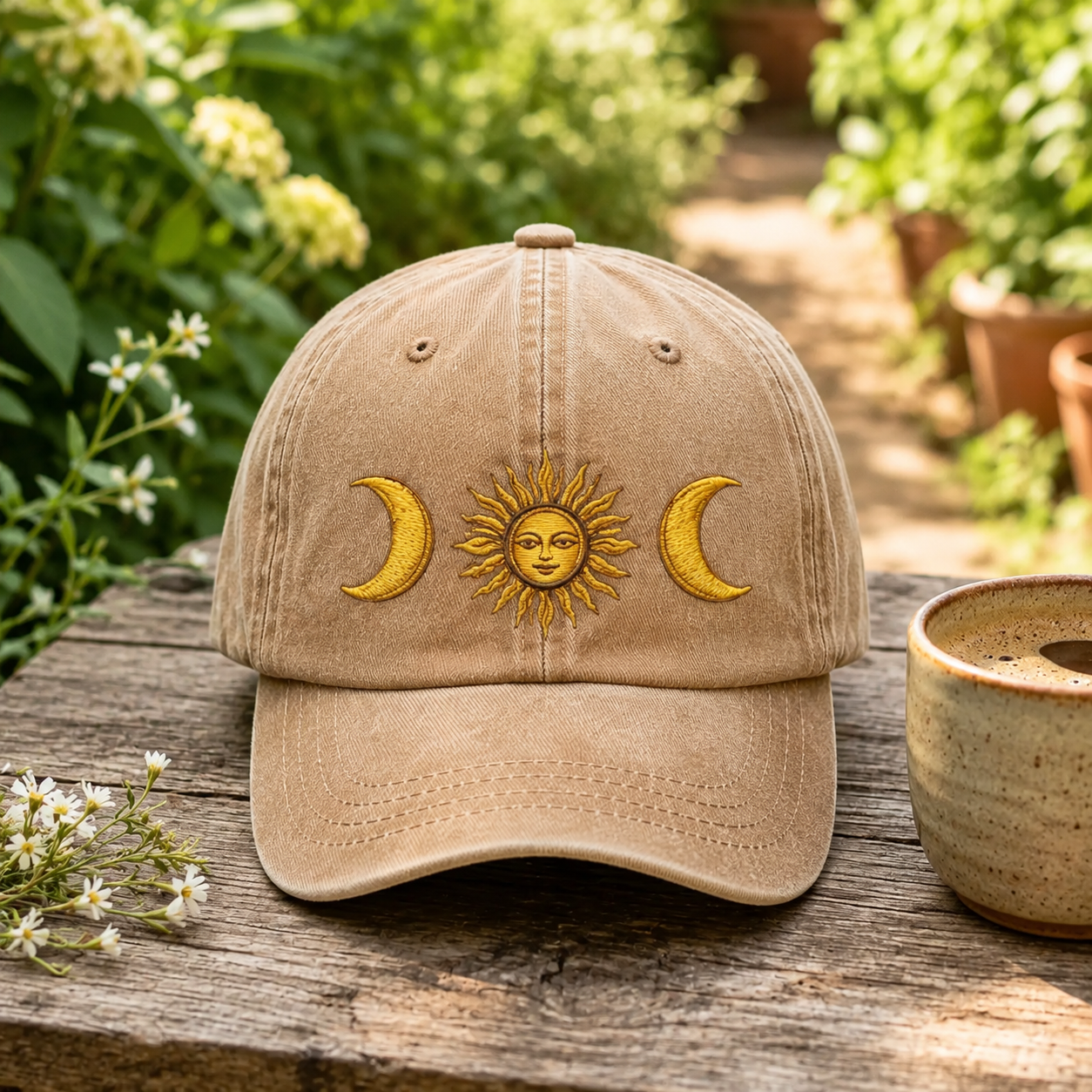 Moonnora Sun and Moon Tarot Washed Baseball Cap