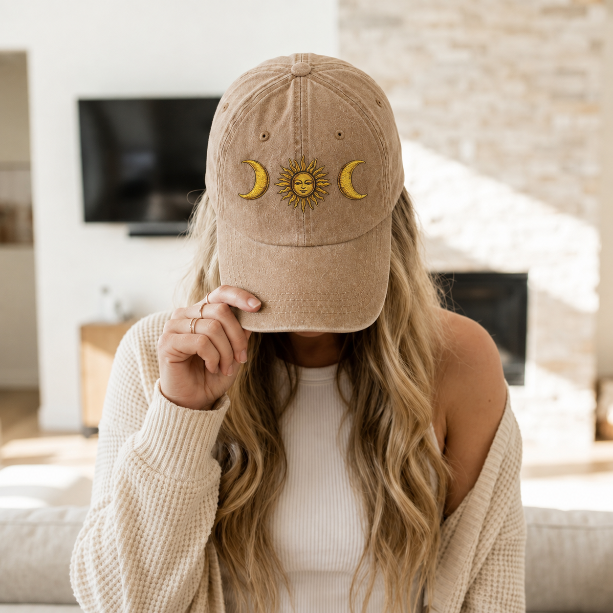 Moonnora Sun and Moon Tarot Washed Baseball Cap