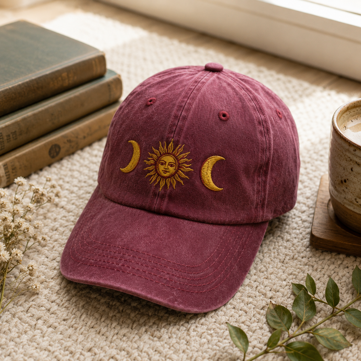 Moonnora Sun and Moon Tarot Washed Baseball Cap