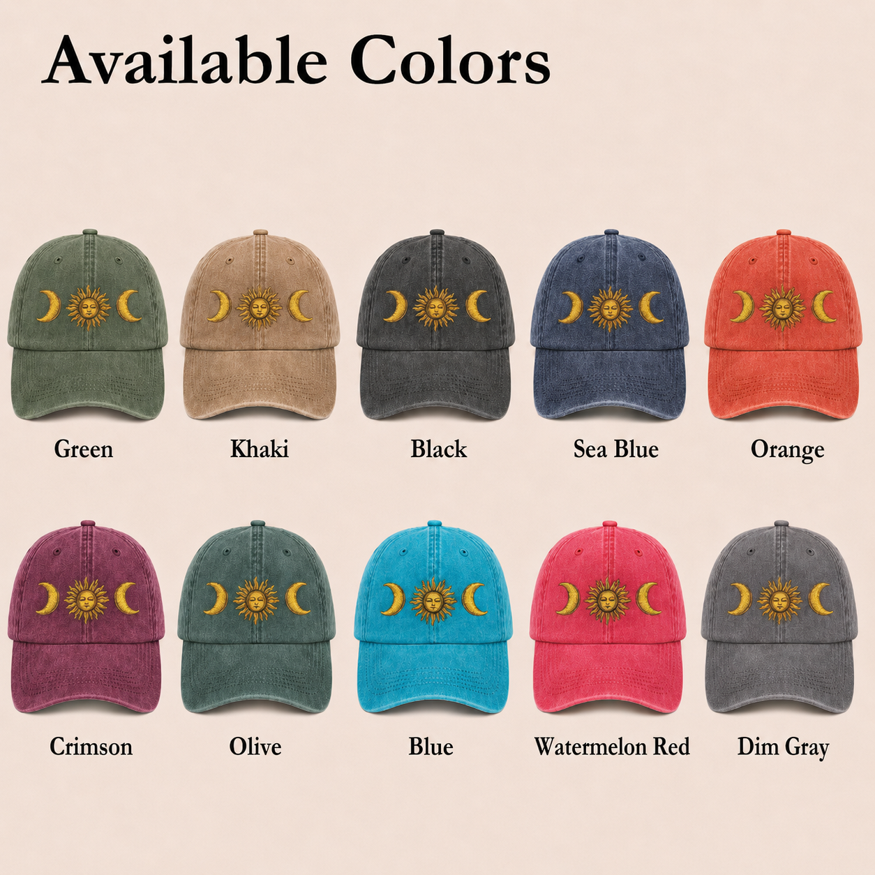 Moonnora Sun and Moon Tarot Washed Baseball Cap