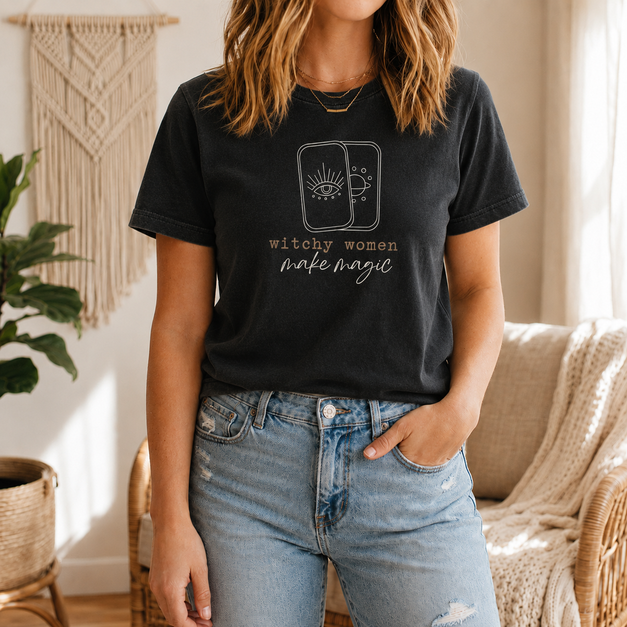 Moonnora Witchy Women Make Magic  Tarot Card On Comfort Colors T-Shirt