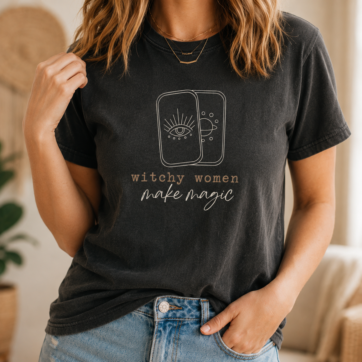 Moonnora Witchy Women Make Magic  Tarot Card On Comfort Colors T-Shirt