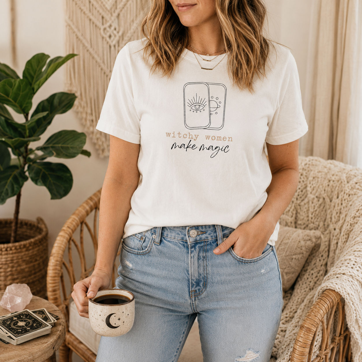 Moonnora Witchy Women Make Magic  Tarot Card On Comfort Colors T-Shirt
