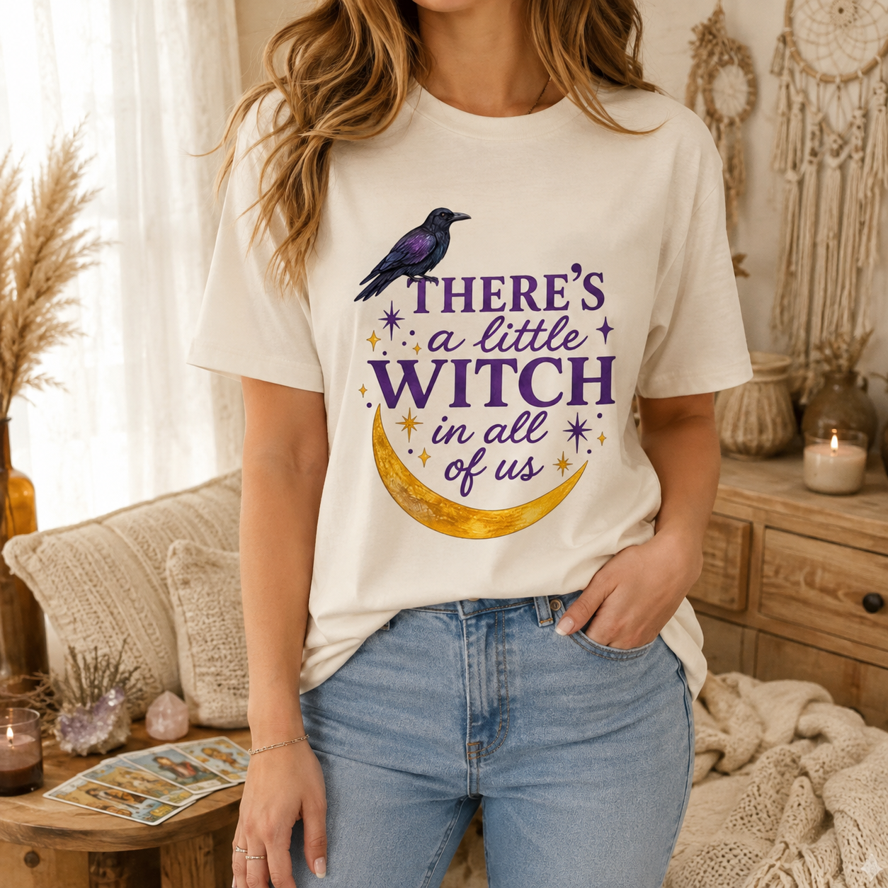 Moonnora There's A Little Witch In All Of Us Tarot Card On Comfort Colors T-Shirt