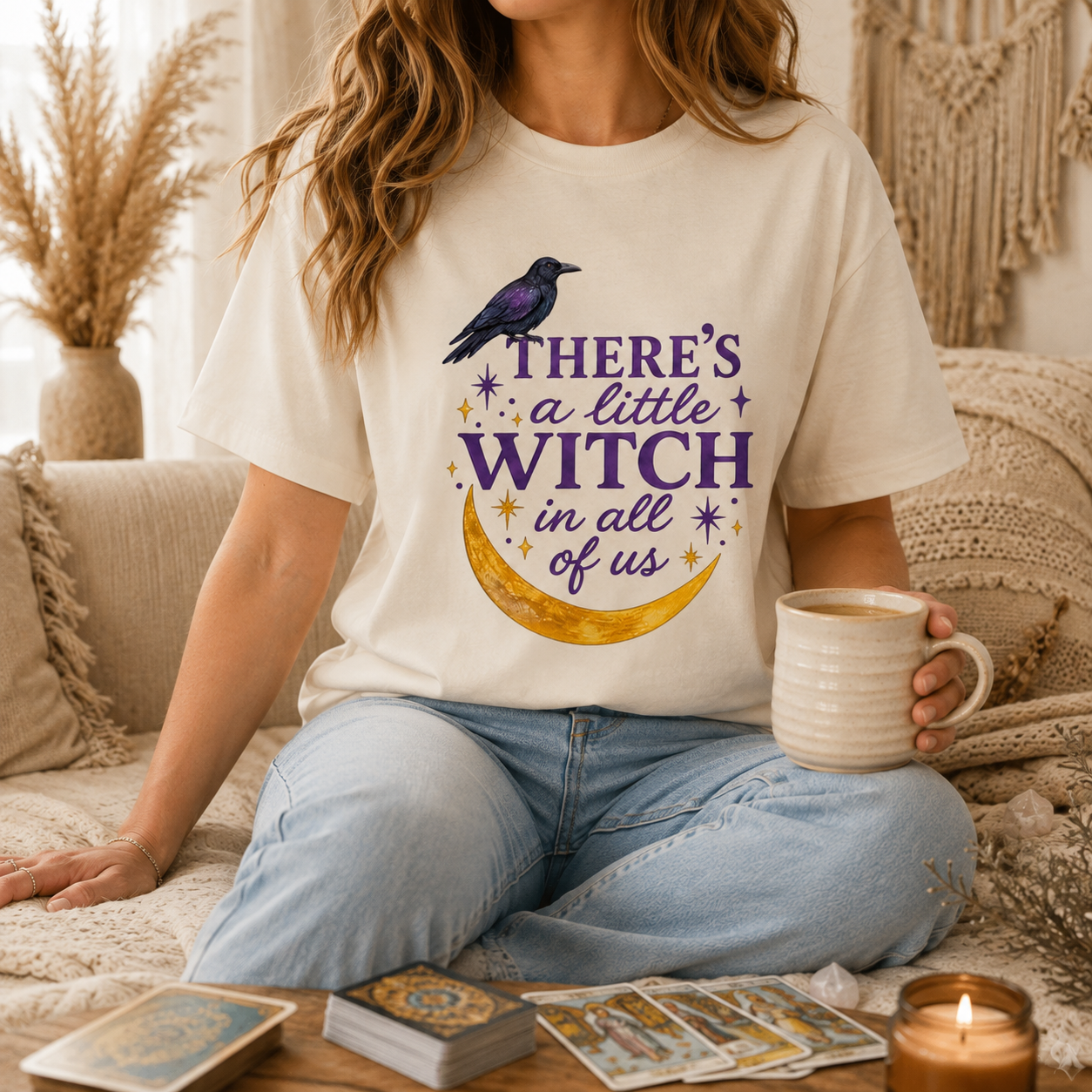 Moonnora There's A Little Witch In All Of Us Tarot Card On Comfort Colors T-Shirt