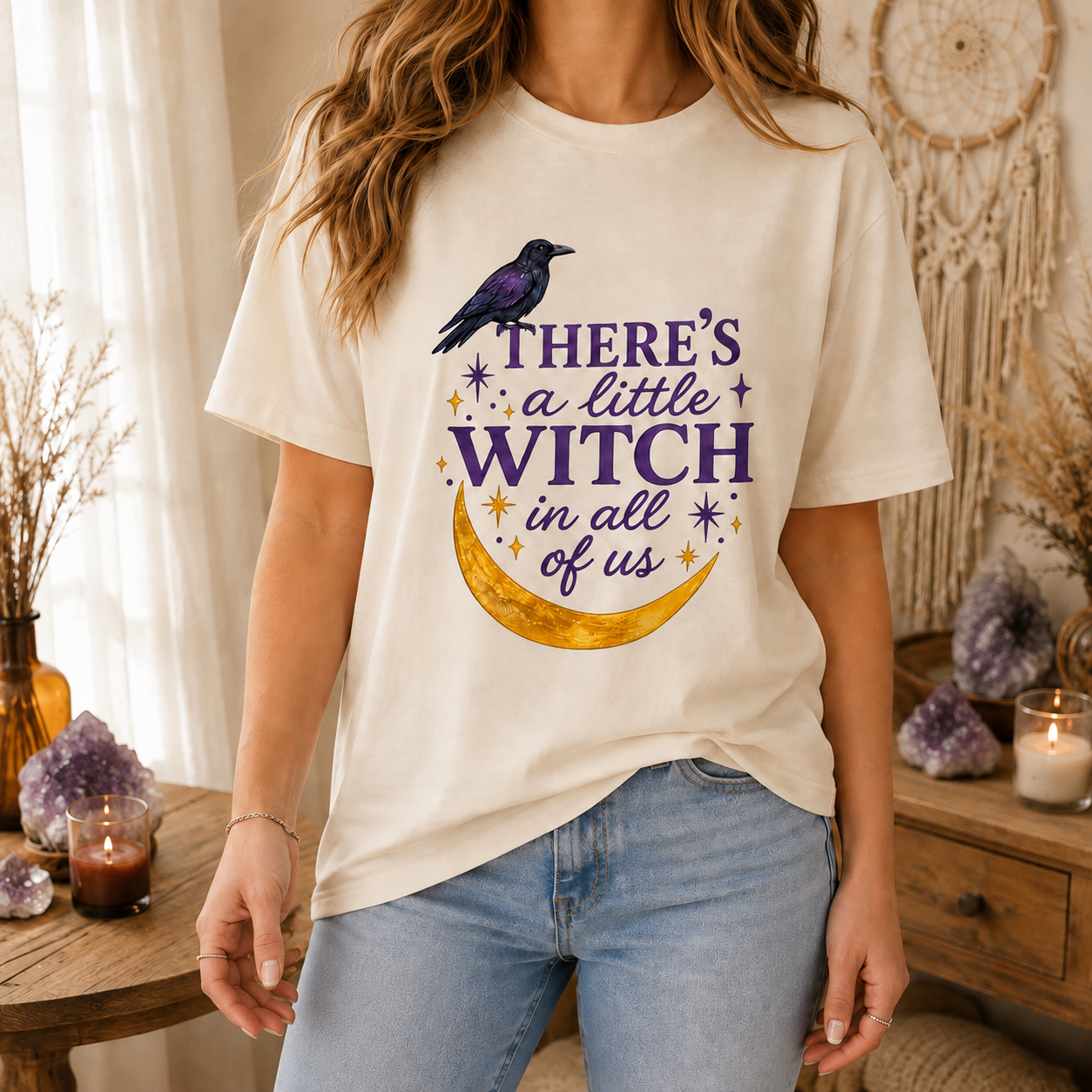 Moonnora There's A Little Witch In All Of Us Tarot Card On Comfort Colors T-Shirt