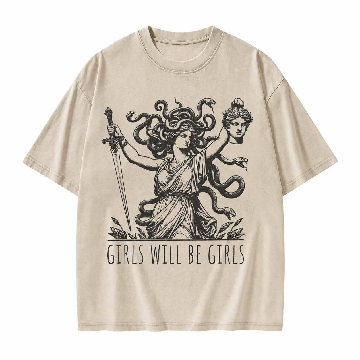 Moonnora Girls Will Be Girls Medusa Washed T-Shirt