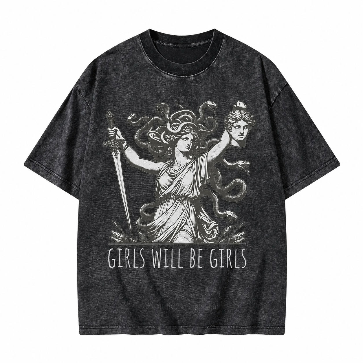 Moonnora Girls Will Be Girls Medusa Washed T-Shirt