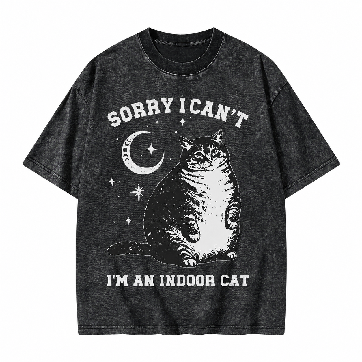 Moonnora Sorry I Can't Go I'm an Indoor Cat Washed T-Shirt
