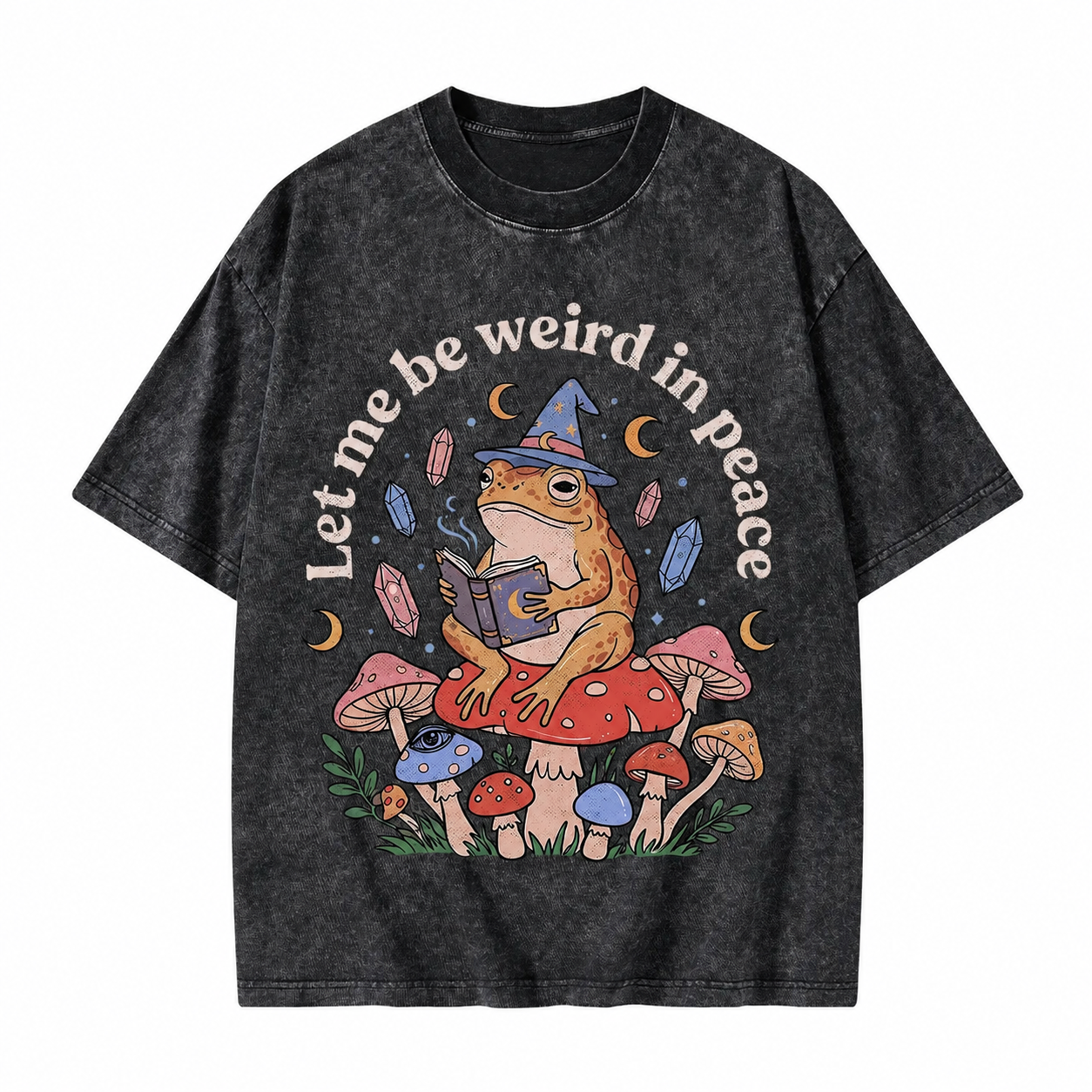 Moonnora Be Weird in Peace Frog Washed T-Shirt