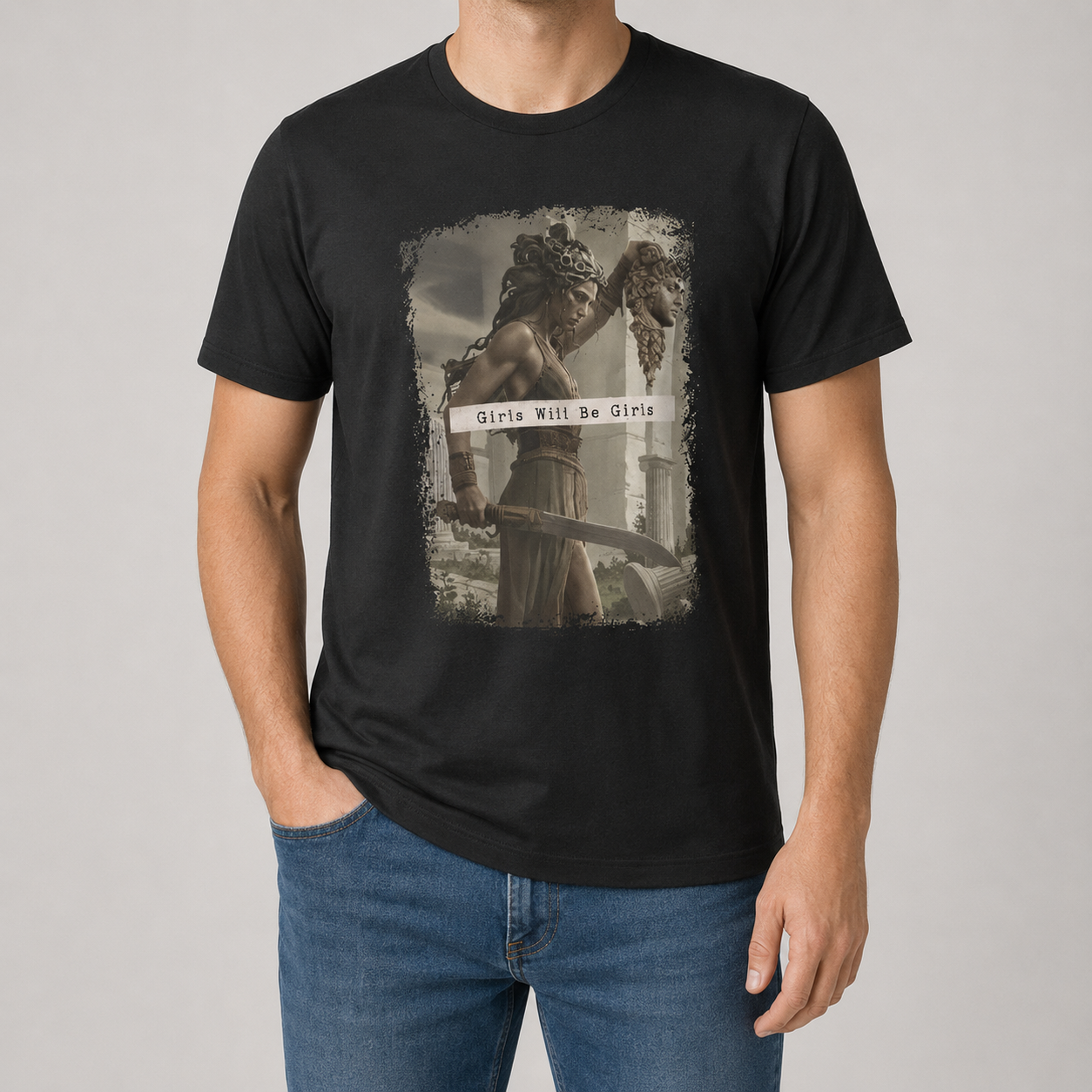 Moonnora Girls Will Be Girls Medusa Tarot Card On Comfort Colors T-Shirt