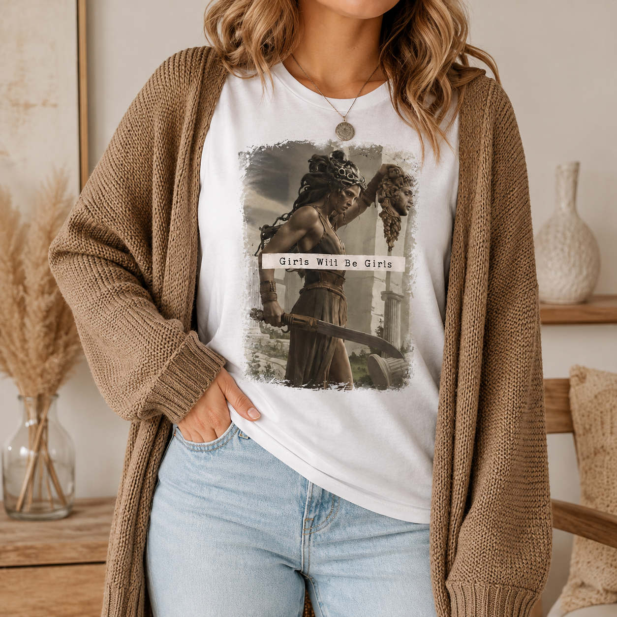 Moonnora Girls Will Be Girls Medusa Tarot Card On Comfort Colors T-Shirt
