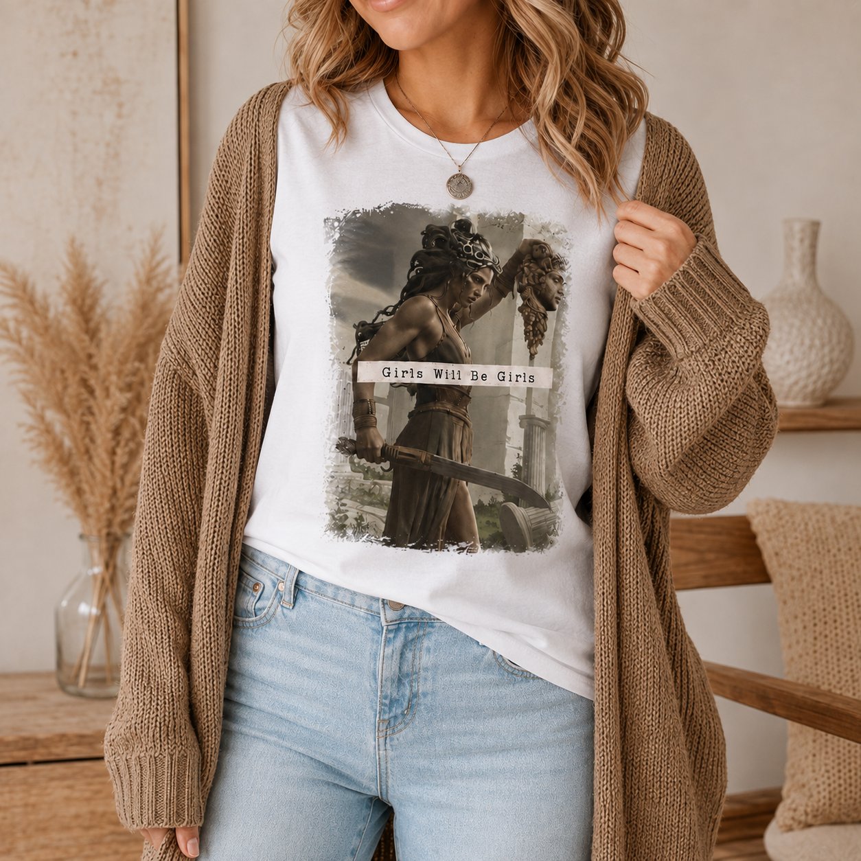 Moonnora Girls Will Be Girls Medusa Tarot Card On Comfort Colors T-Shirt