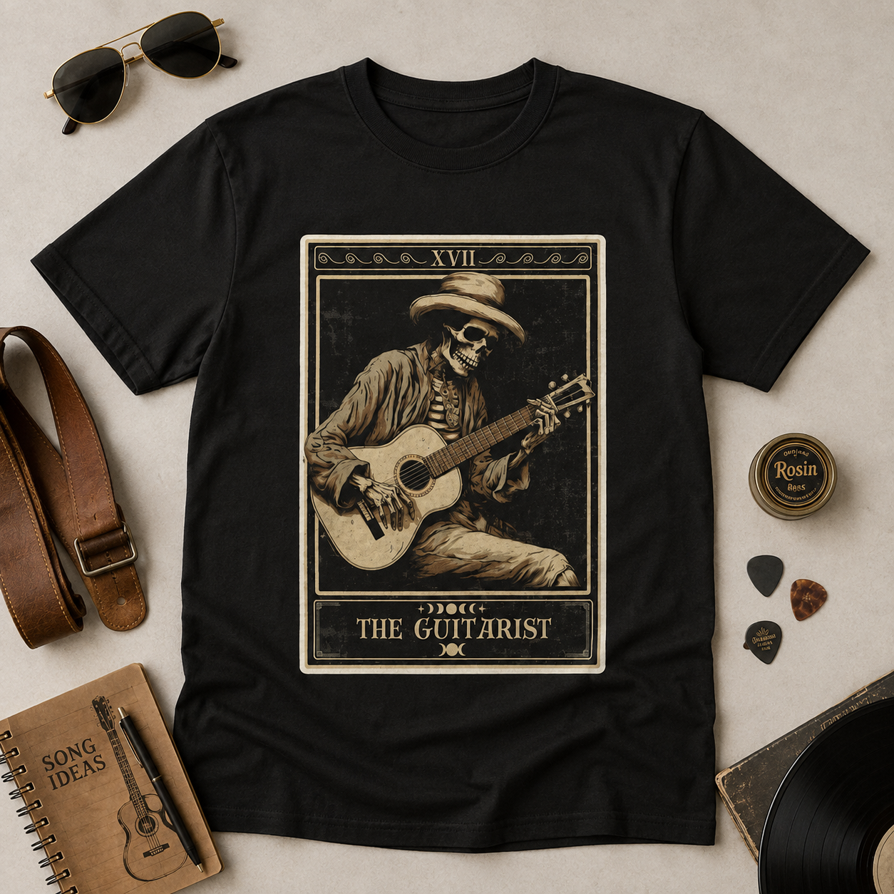 Moonnora Guitarist Tarot Card On Comfort Colors T-Shirt