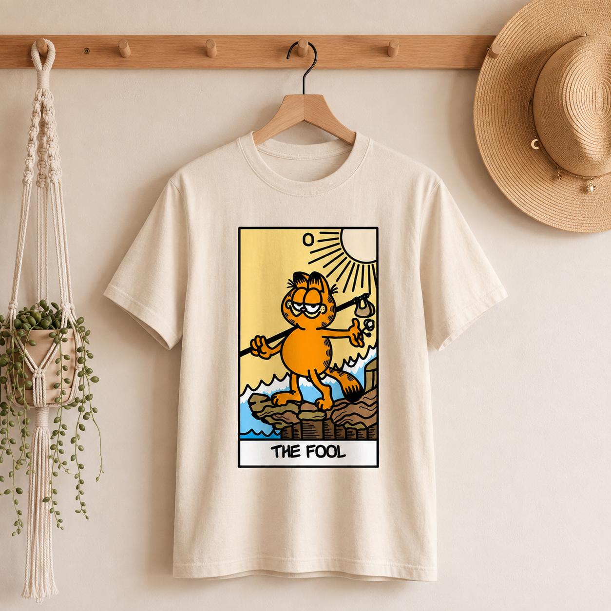 Moonnora the fool Cat Tarot Card On Comfort Colors T-Shirt