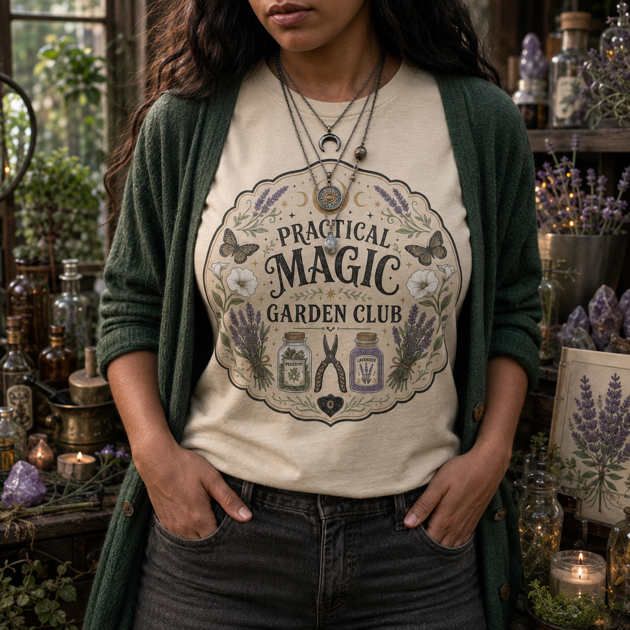 Moonnora Practical Magic Garden Club On Comfort Colors T-Shirt