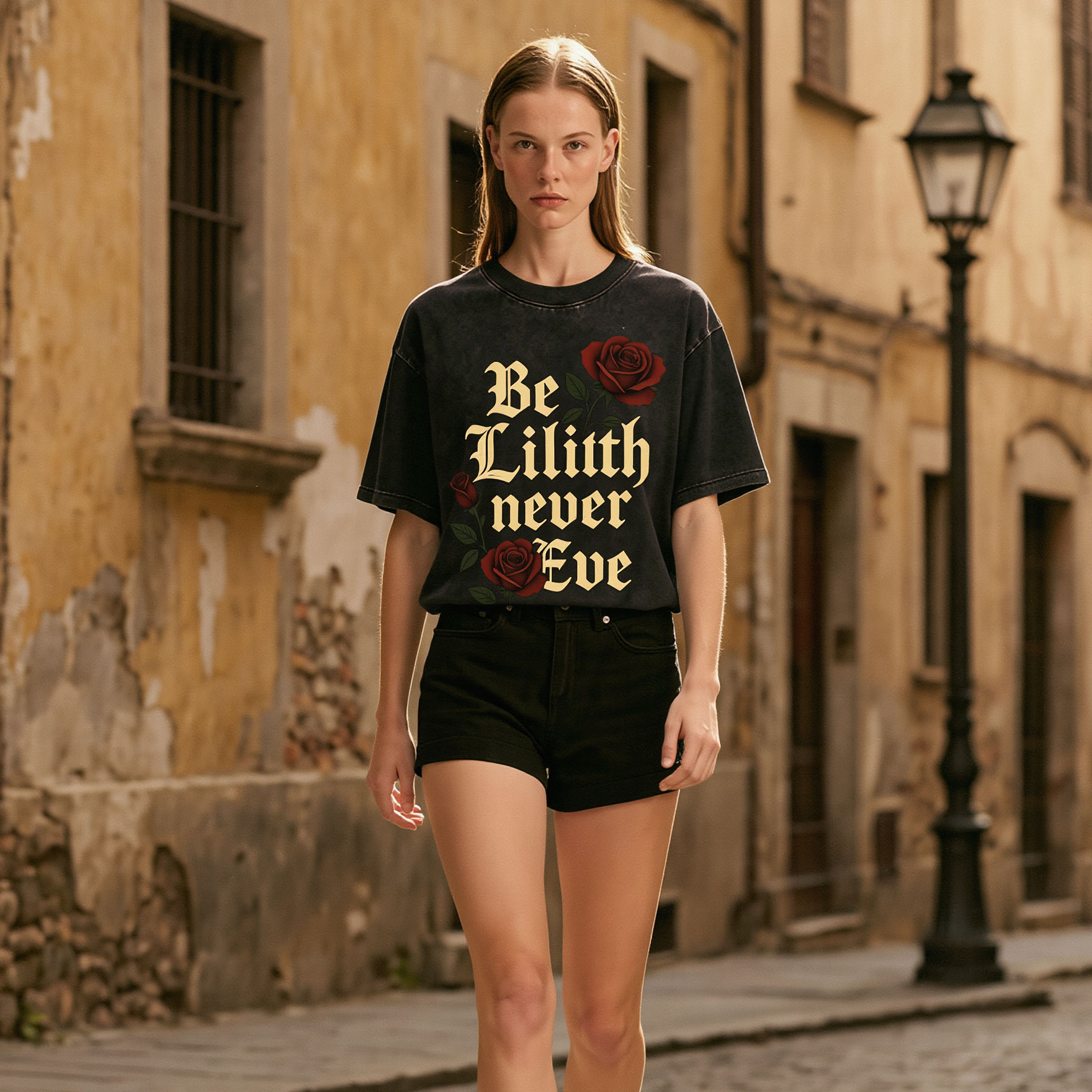 Moonnora Be Lilith Never Eve Roses Tarot Card On Comfort Colors Washed T-Shirt