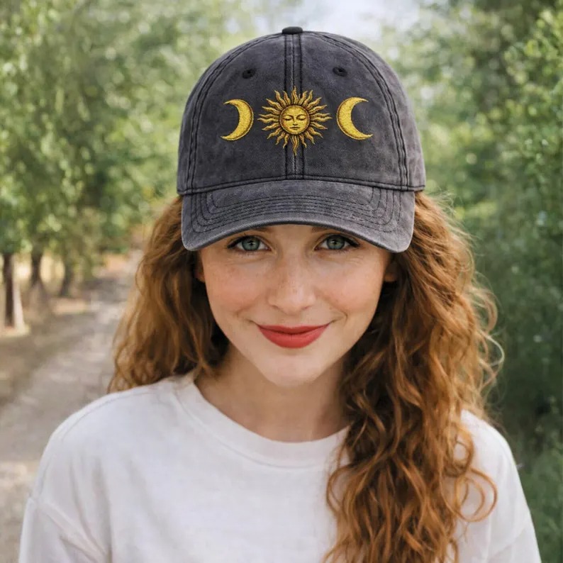 Moonnora Sun and Moon Tarot Washed Baseball Cap