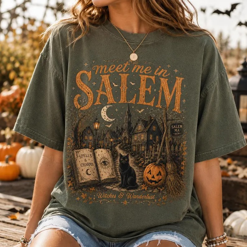 Moonnora  Salem Halloween On Comfort Colors Washed T-Shirt