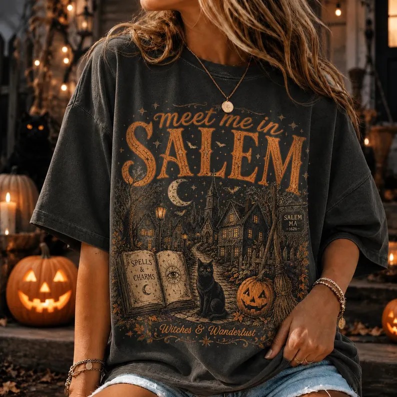Moonnora  Salem Halloween On Comfort Colors Washed T-Shirt