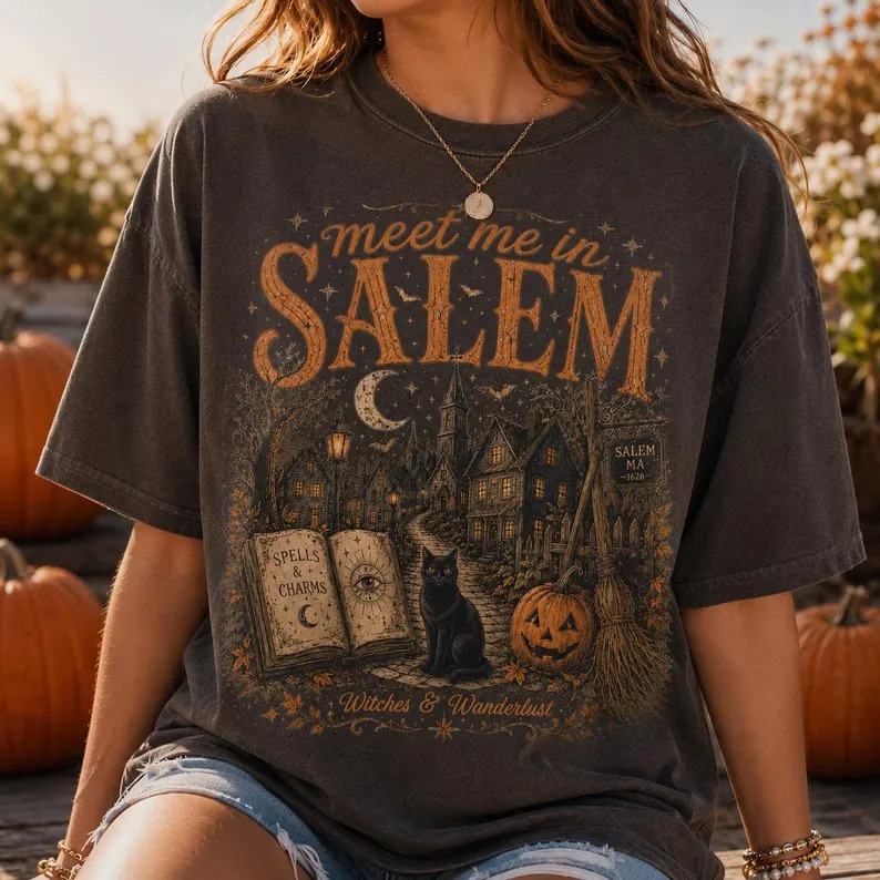 Moonnora  Salem Halloween On Comfort Colors Washed T-Shirt