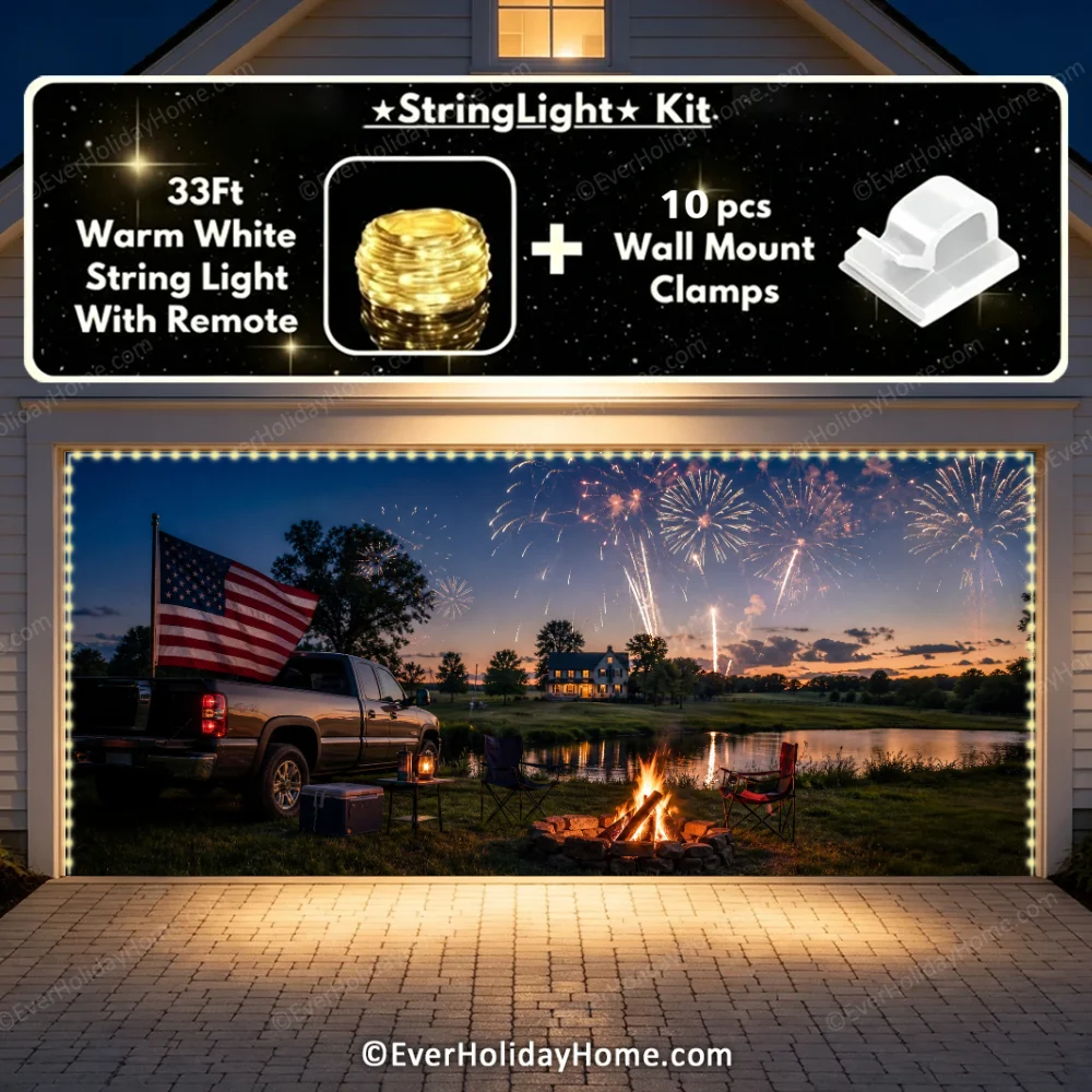 Stars Stripes & Summer Nights | Patriotic Garage Door Cover additional product image