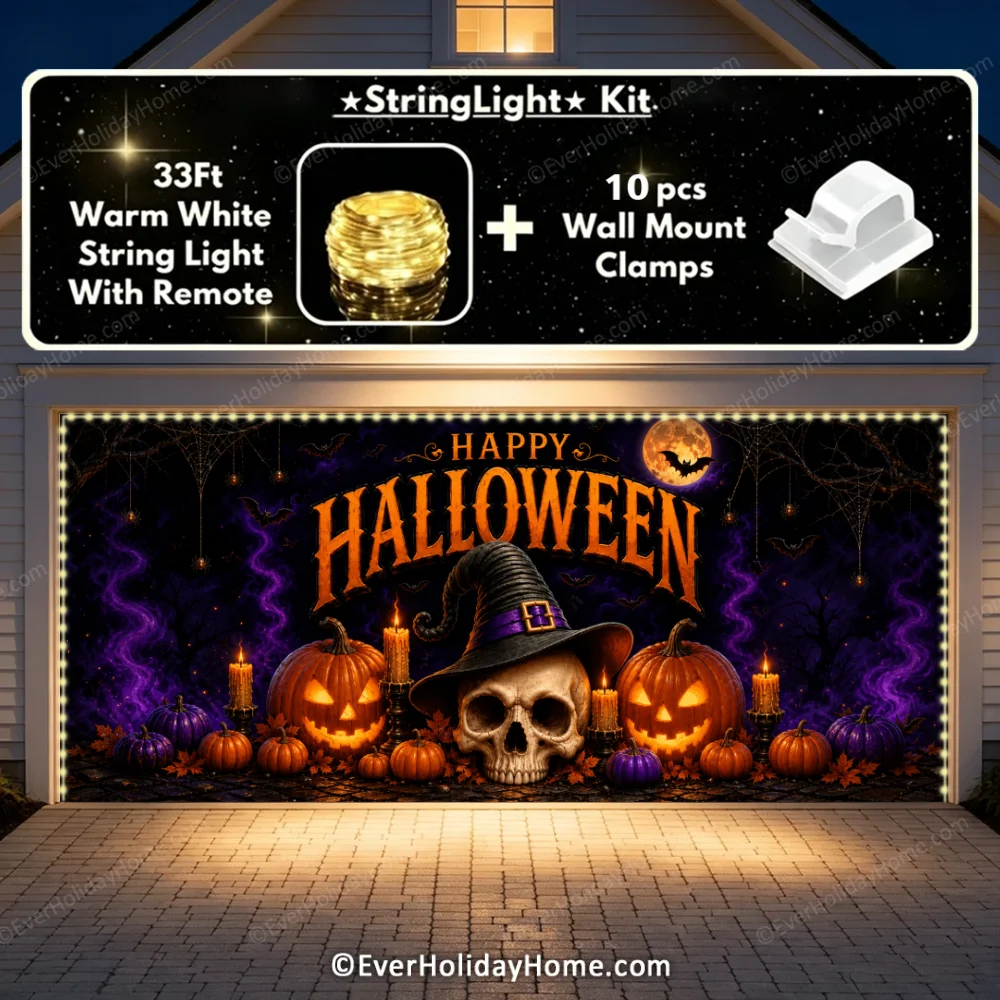 Wicked Halloween | Skull & Pumpkin Halloween Garage Door Cover