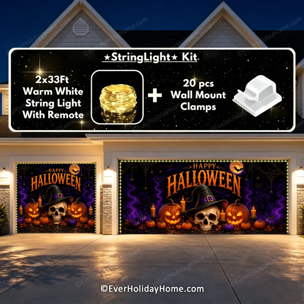 Wicked Halloween | Skull & Pumpkin Halloween Garage Door Cover