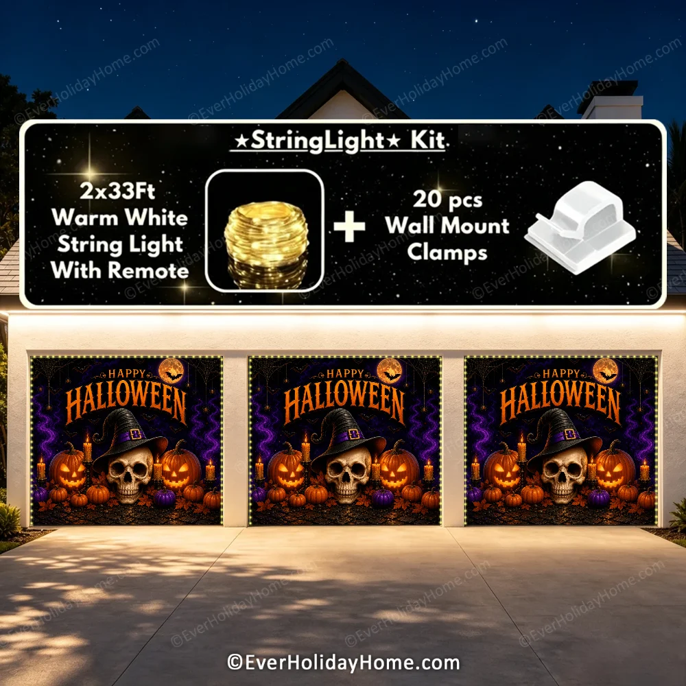 Wicked Halloween | Skull & Pumpkin Halloween Garage Door Cover