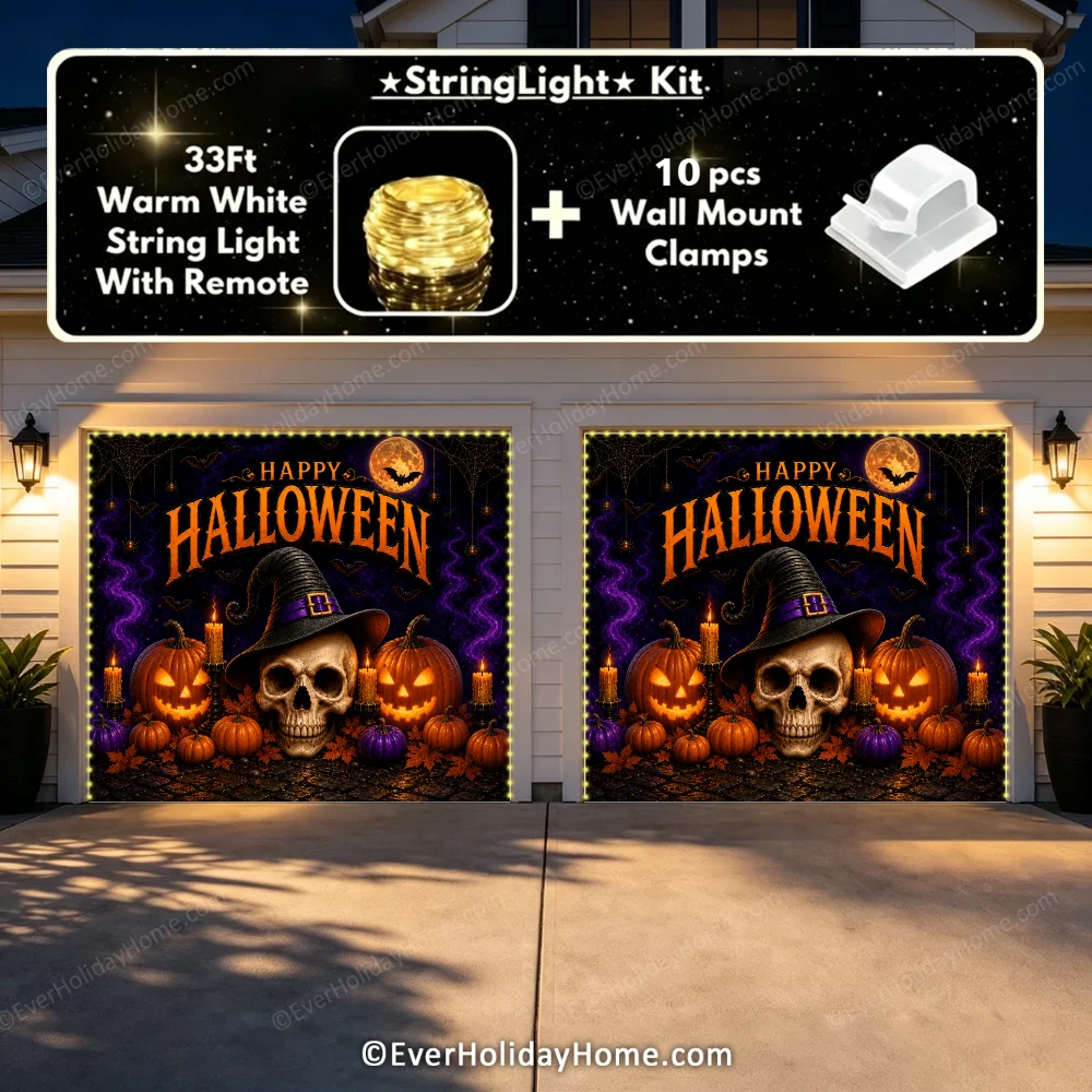 Wicked Halloween | Skull & Pumpkin Halloween Garage Door Cover