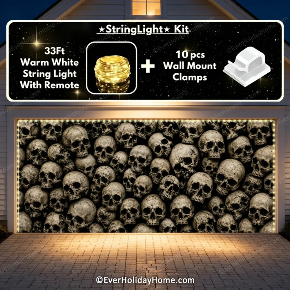 Wall of the Dead | Skull Halloween Garage Door Cover