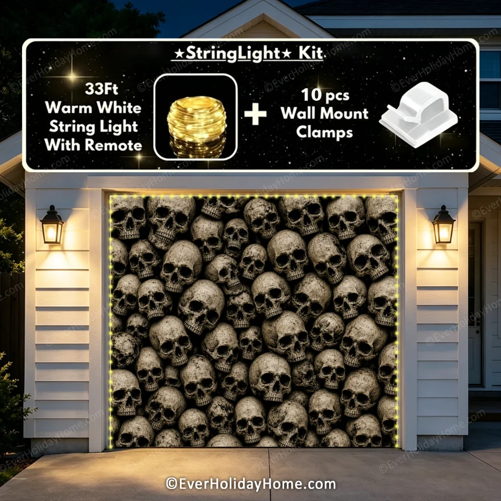Wall of the Dead | Skull Halloween Garage Door Cover