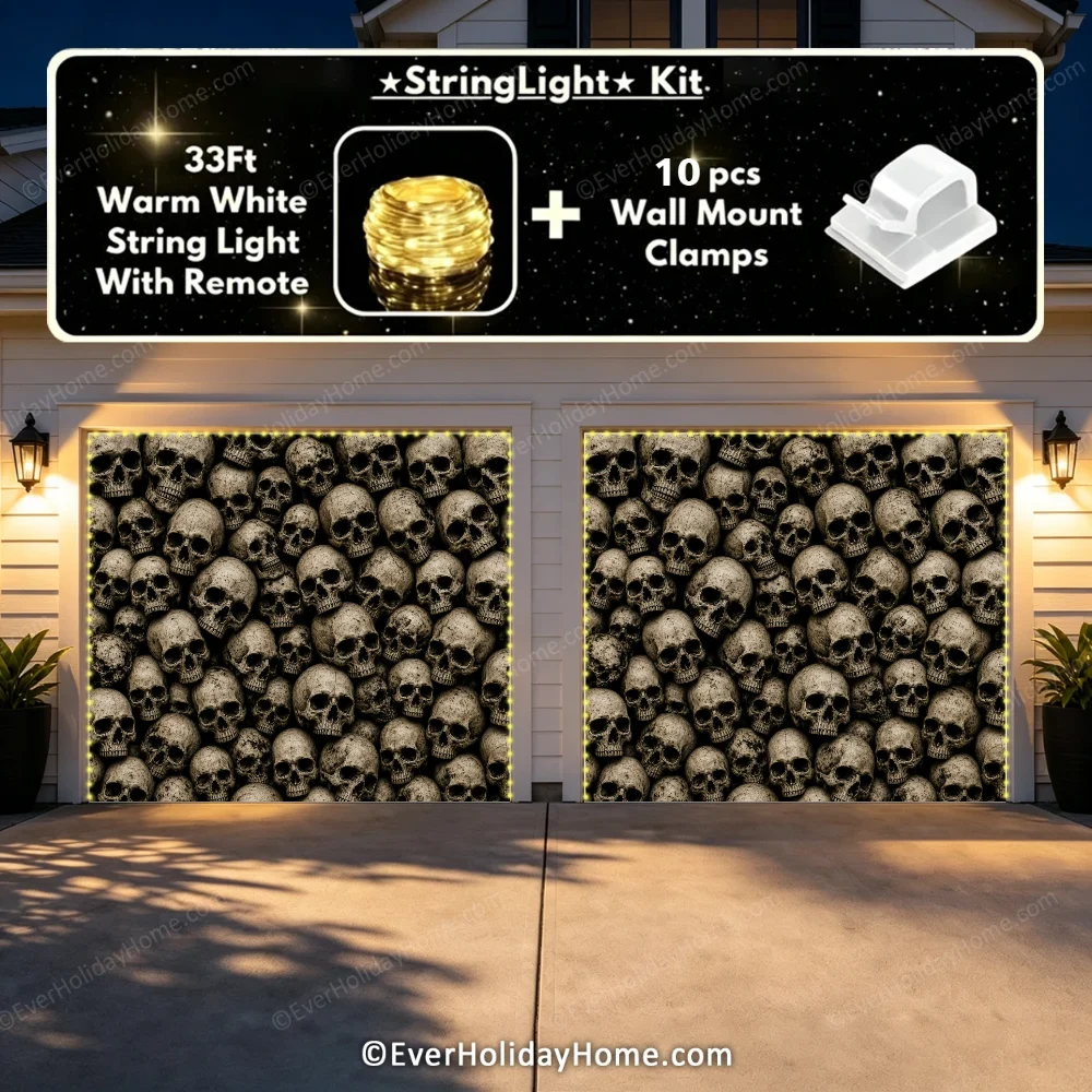 Wall of the Dead | Skull Halloween Garage Door Cover