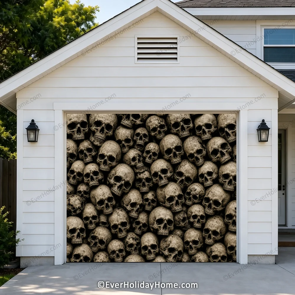 Wall of the Dead | Skull Halloween Garage Door Cover