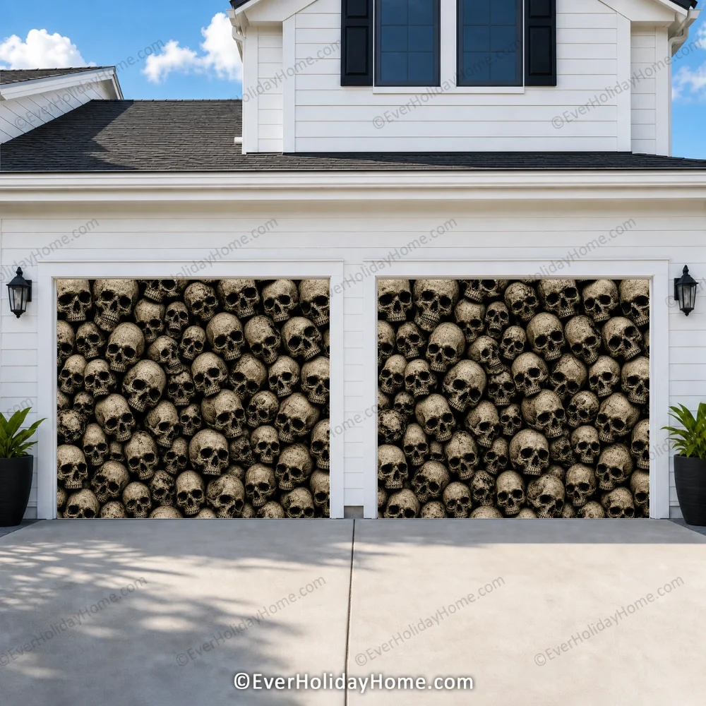 Wall of the Dead | Skull Halloween Garage Door Cover