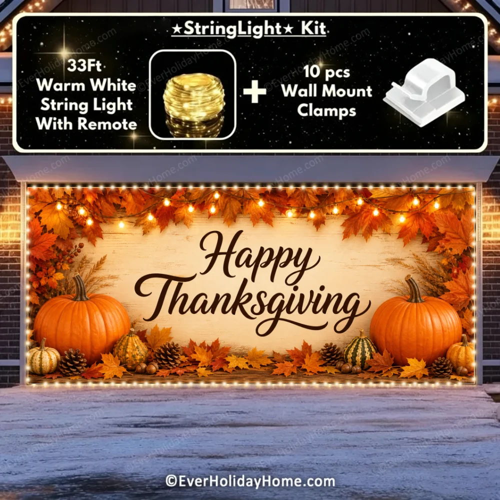 Happy Thanksgiving (B) | Festive Garage Door Cover additional product image