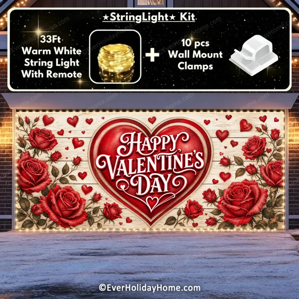 Valentine's Day (Roses) | Festive Garage Door Cover additional product image